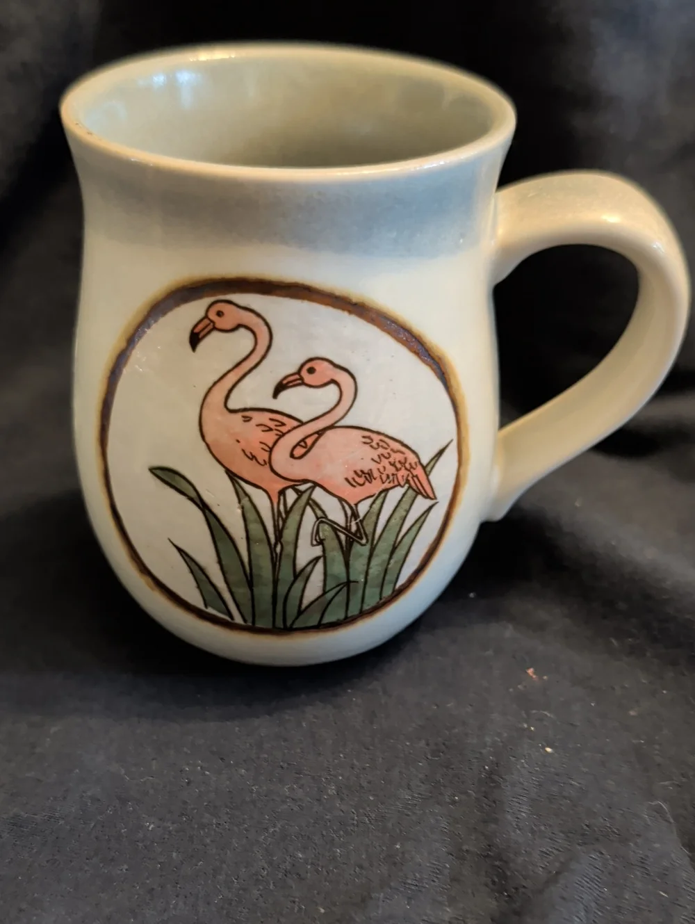 Pottery Flamingo Mug with Hand-Painted Design